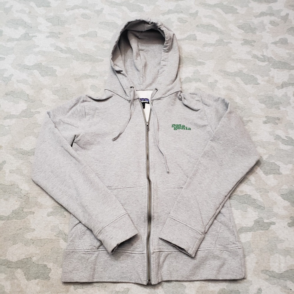 Patagonia Sweatshirt Womens Small Gray Full Zip Hooded Soaring Logo